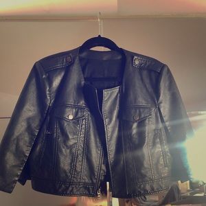 Bcbg vegan leather cape jacket.
